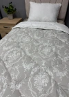 %100 Pamuk Ranforce Tek Kişilik Yorgan Çift Taraflı Sorti V1 Gri Desenli Kapitoneli