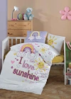 Clasy Ranforce %100 Pamuk Bebek Nevresim Takımı Sun Love V1 Sarı