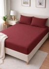 Clasy Ranforce Lastikli Çarşaf Seti Çift Kişilik Bordo ÇKLÇ-243 %100 Pamuk