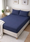Clasy Ranforce Lastikli Çarşaf Seti Çift Kişilik Lacivert ÇKLÇ-248 %100 Pamuk