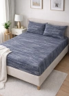 Clasy Ranforce Lastikli Çarşaf Seti Çift Kişilik Mavi-Gri ÇKLÇ-252 %100 Pamuk