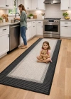 Mess Modern Dekoratif Yumuşak Dokulu Sisal Halı 3945 Gri Siyah