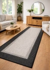 Mess Modern Dekoratif Yumuşak Dokulu Sisal Halı 3945 Gri Siyah