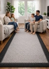 Mess Modern Dekoratif Yumuşak Dokulu Sisal Halı 3946 Antrasit Siyah