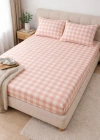 Clasy Ranforce Lastikli Çarşaf Seti Çift Kişilik Pembe ÇKLÇ-265 %100 Pamuk Ekoseli