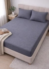 Clasy Ranforce Lastikli Çarşaf Seti Çift Kişilik Antrasit Gri-Mavi ÇKLÇ-268 %100 Pamuk