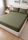 Clasy Ranforce Lastikli Çarşaf Seti Tek Kişilik Haki Yeşil TKLÇ-107 %100 Pamuk