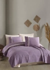 Clasy %100 Pamuk Butik Çift Kişilik Püsküllü Pike Takımı Bohamline V7 Lila
