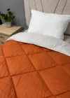 Clasy %100 Pamuk Ranforce Çift kişilik Yorgan Çift Taraflı Bej-Kiremit Düz Desenli Kapitoneli