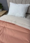 Clasy %100 Pamuk Ranforce Çift kişilik Yorgan Çift Taraflı Bej-Somon Düz Desenli Kapitoneli