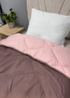 Clasy %100 Pamuk Ranforce Tek kişilik Yorgan Çift Taraflı Kahve-Pembe Düz Desen