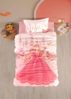 Clasy Ranforce %100 Pamuk Nevresim Takımı Tek Kişilik Princess V1 Pudra