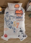 Clasy Ranforce %100 Pamuk Tek Kişilik Dört Mevsim Set Basketball V1 Bej