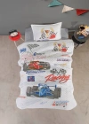 Clasy Ranforce %100 Pamuk Tek Kişilik Dört Mevsim Set Speed Time V1 Gri