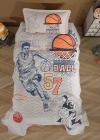 Clasy Ranforce %100 Pamuk Tek Kişilik Yatak Örtüsü Seti Basketball V1 Bej