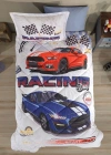 Clasy Ranforce %100 Pamuk Tek Kişilik Yorgan Seti Racing Drag V1 Mavi