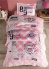 Clasy Ranforce Yatak Örtüsü Tek Kişilik Denim V1 Pembe
