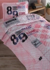 Clasy Ranforce Yatak Örtüsü Tek Kişilik Denim V1 Pembe
