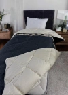 Clasy Saten %100 Pamuk Saten Tek kişilik Yorgan Osela V4 İndigo Gri
