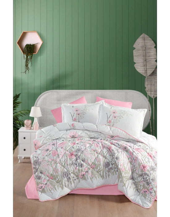 Clasy Ranforce %100 Pamuk Çift Kişilik Yorgan Seti Angola V1 Pembe