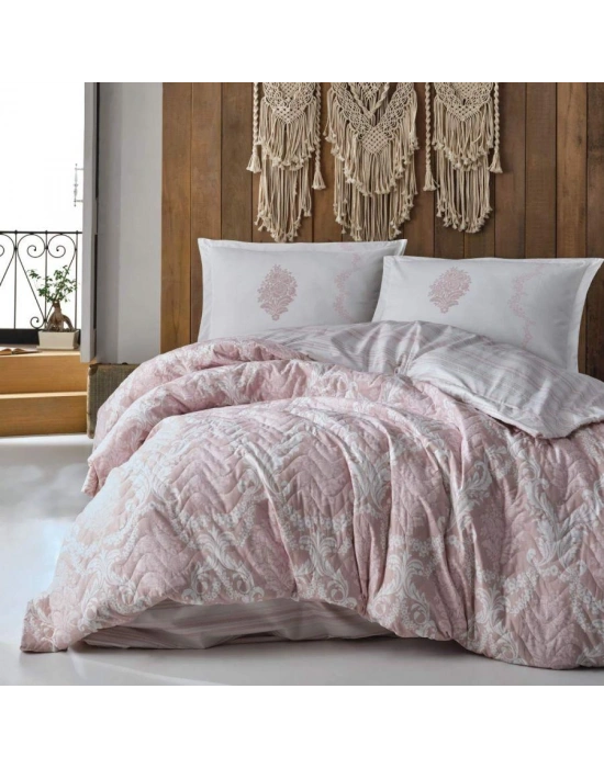 Ranforce %100 Pamuk Çift Kişilik Dört Mevsim Set Fiorita V1 Pembe
