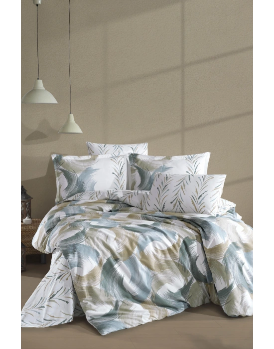 Clasy Ranforce %100 Pamuk Tek Kişilik Nevresim Estiva V1 Yeşil