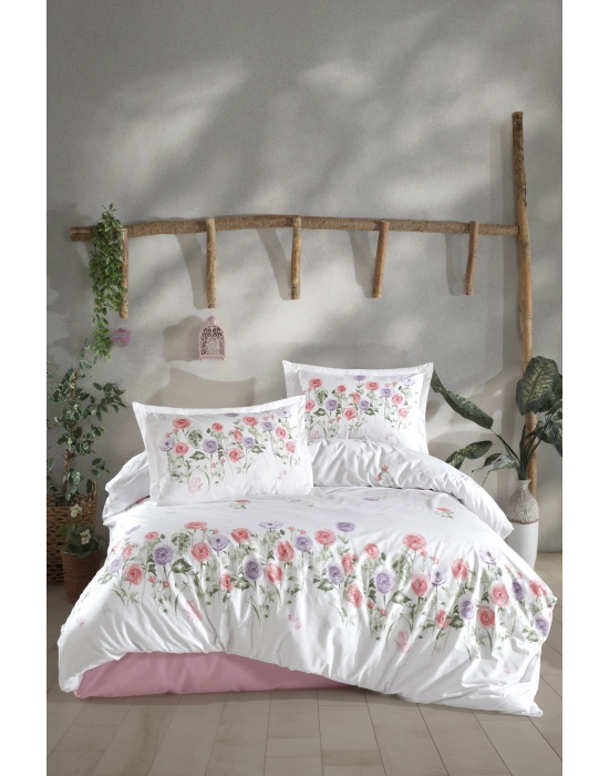 Clasy Ranforce %100 Pamuk Tek Kişilik Nevresim Helenka V1 Pembe