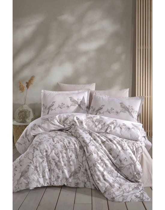 Clasy Ranforce %100 Pamuk Tek Kişilik Nevresim Mevlin V1 Bej