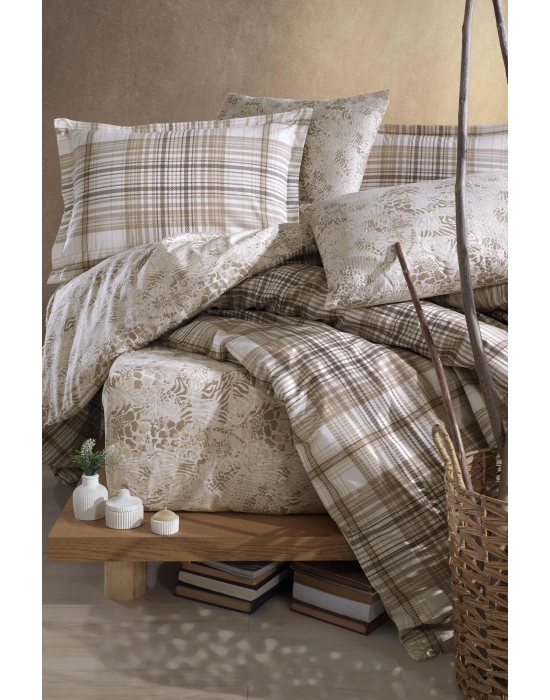 Clasy Ranforce %100 Pamuk Tek Kişilik Nevresim Ravel V1 Bej