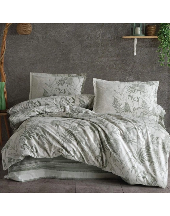 100% Pamuk Ranforce Tek Kişilik Nevresim Takımı TUVA V1 YEŞİL