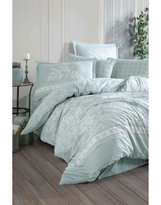 Ranforce 100% Pamuk Çift Kişilik Nevresim Takımı DEVLİN V1 MİNT