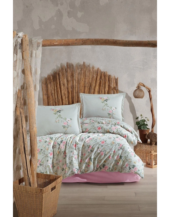 Clasy Ranforce %100 Pamuk Çift Kişilik Nevresim Takımı Elara V1 Pembe