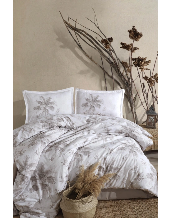 Clasy Ranforce %100 Pamuk Çift Kişilik Nevresim Takımı Loretto V1 Bej