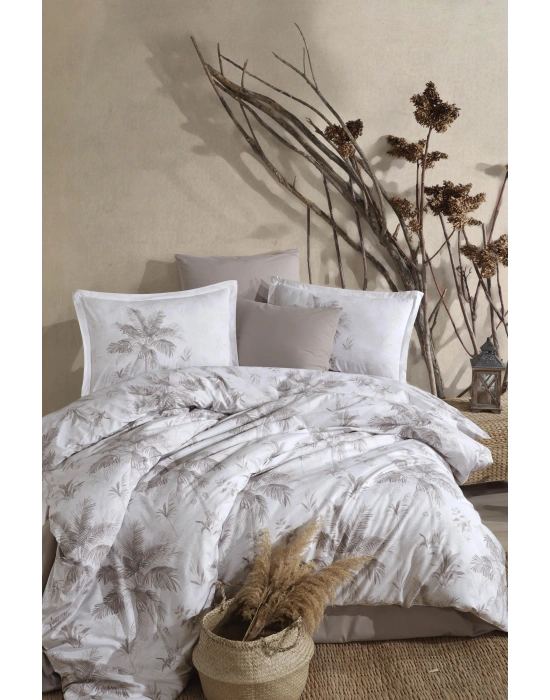 Clasy Ranforce %100 Pamuk Çift Kişilik Nevresim Takımı Loretto V1 Bej