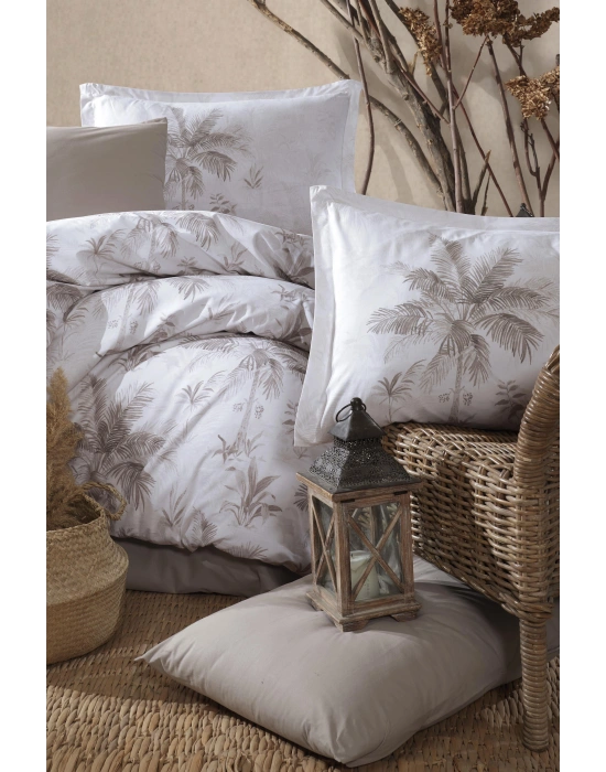 Clasy Ranforce %100 Pamuk Çift Kişilik Nevresim Takımı Loretto V1 Bej