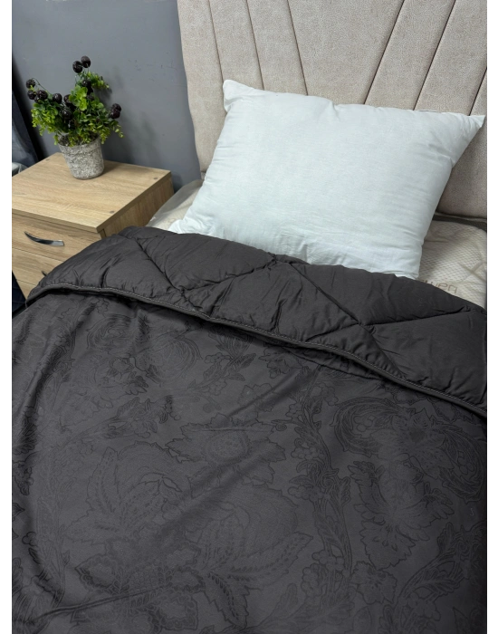 Clasy %100 Pamuk Saten Çift kişilik Yorgan Çift Taraflı Arven V1 Desenli Siyah Kapitoneli