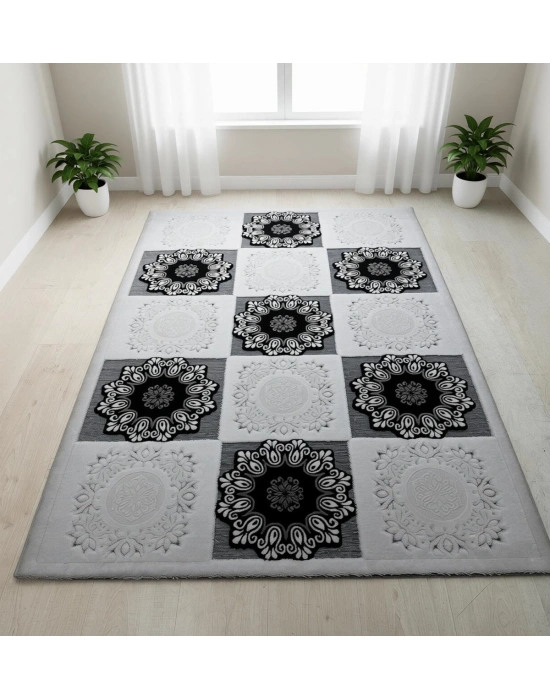 Efsane Halı Mona Lisa Serisi %100 Akrilik Kabartmalı Halı Gri Renkli 120x170