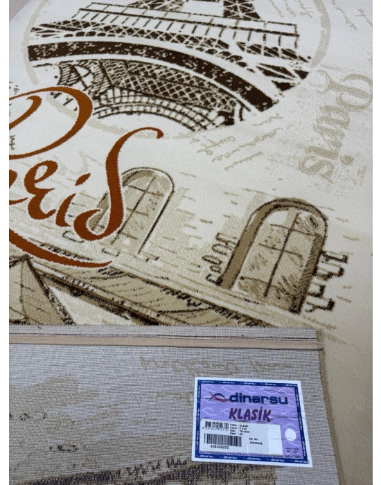 Dinarsu Halı Klasik Serisi %100 Akrilik Paris Desenli 125 X 200 Bej Rengi