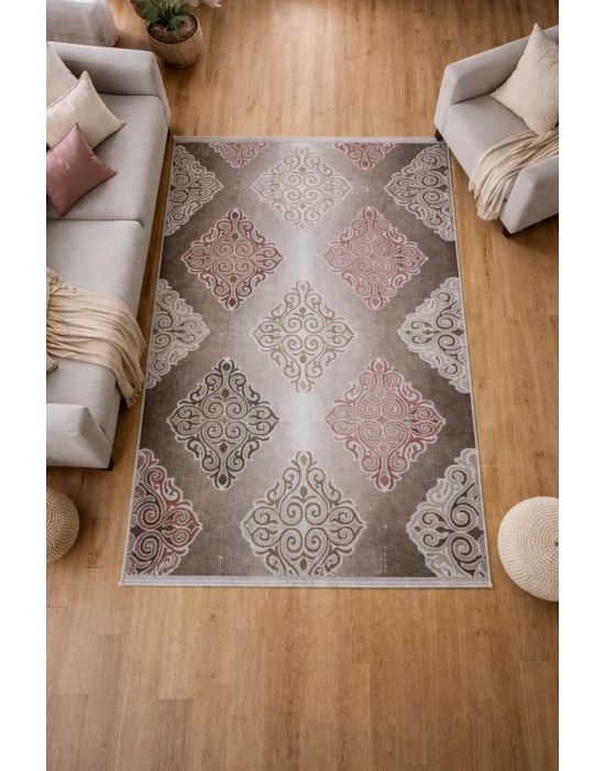 Padişah Halı Duru Serisi %100 Akrilik Desenli 120 X 205 Kahverengi Seri Sonu Halı