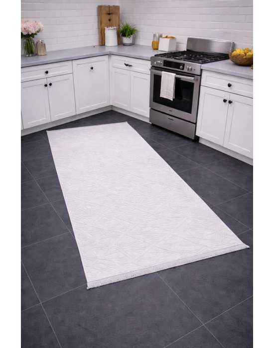 Merinos Vista 79590-060 Özel Kesme Halı Beyaz Renk