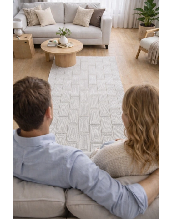 Merinos Still 63237-062 Özel Kesme Halı Krem