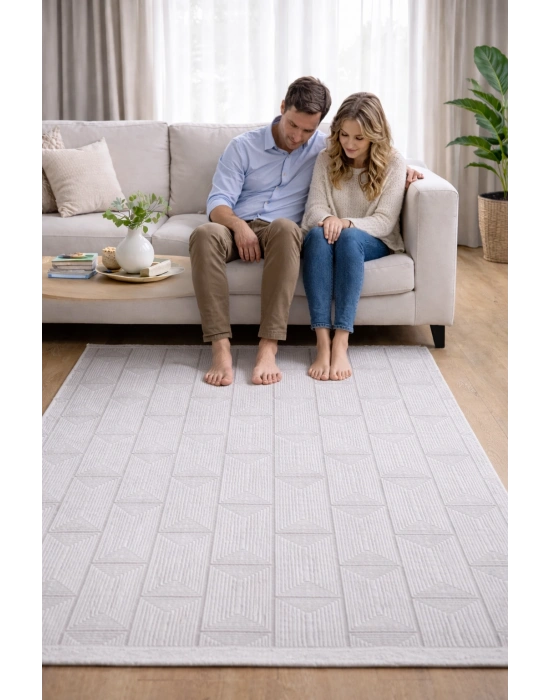 Merinos Still 63237-062 Özel Kesme Halı Krem