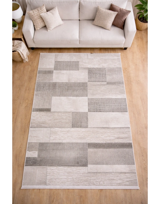 Merinos Still 77230-095 Özel Kesme Halı Krem-Gri