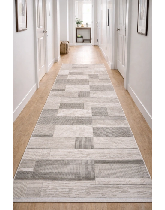 Merinos Still 77230-095 Özel Kesme Halı Krem-Gri