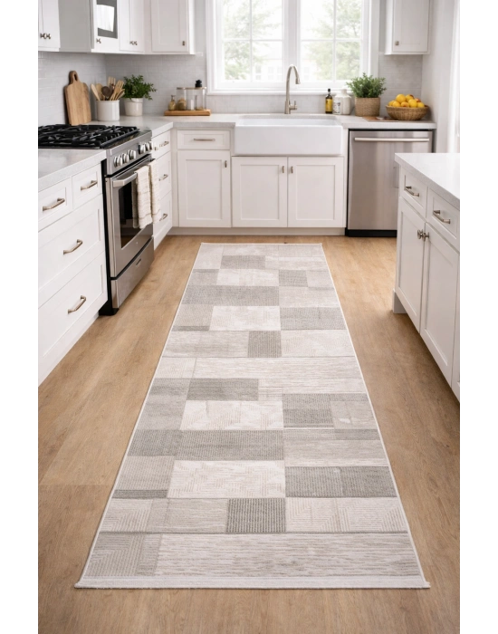 Merinos Still 77230-095 Özel Kesme Halı Krem-Gri