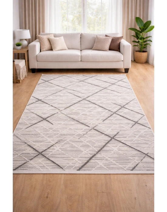 Merinos Still 77229-095 Özel Kesme Halı Krem-Gri