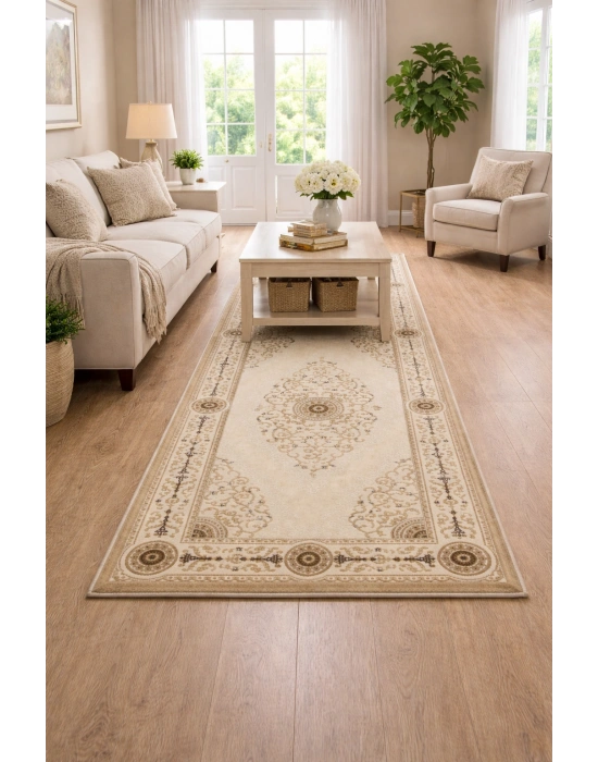 Padişah Halı Nepal Serisi %100 Akrilik 100x300 Bej Renk Seri Sonu Halı