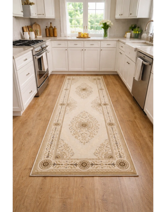 Padişah Halı Nepal Serisi %100 Akrilik 100x300 Bej Renk Seri Sonu Halı