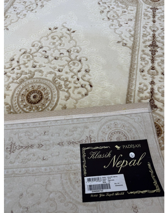 Padişah Halı Nepal Serisi %100 Akrilik 100x300 Bej Renk Seri Sonu Halı