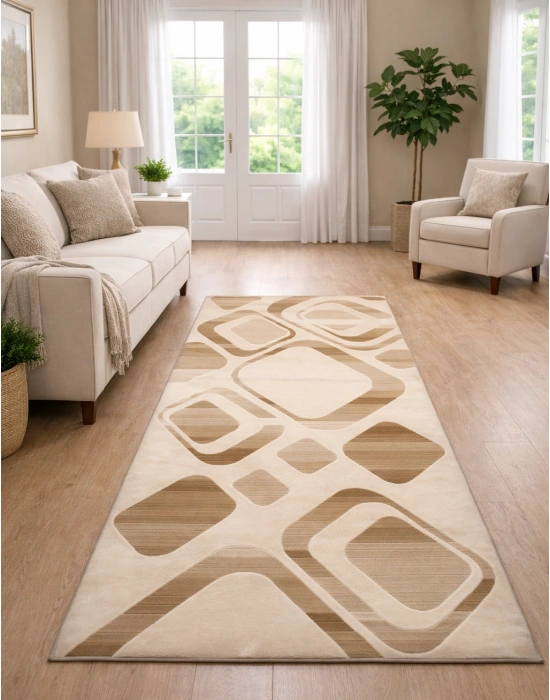 Padişah Halı Nepal Serisi %100 Akrilik 100x200 Bej Renk Seri Sonu Halı